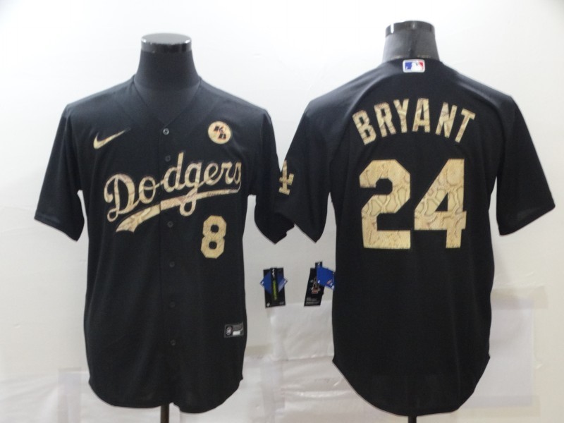 Men's Los Angeles Dodgers Kobe Bryant #8-24 Black Authentic Jersey